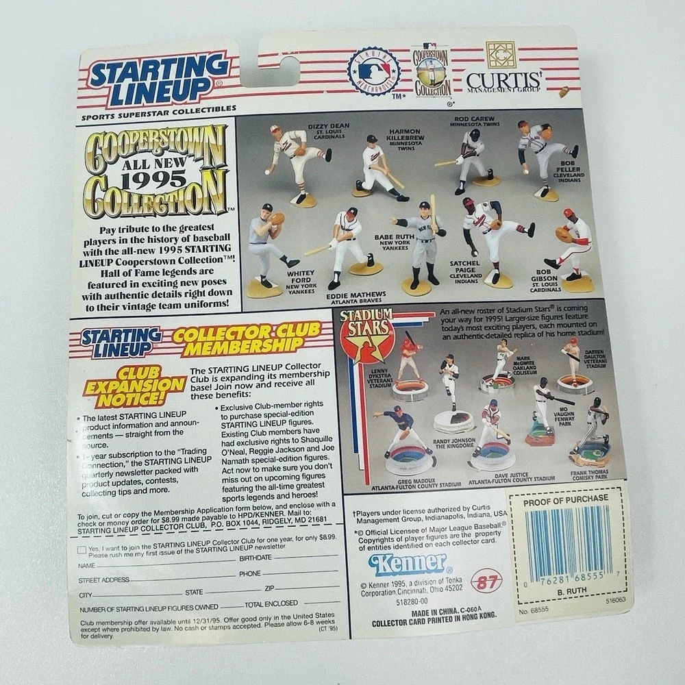 1995 BABE RUTH Kenner Starting Lineup Cooperstown Collection NY Yankees
